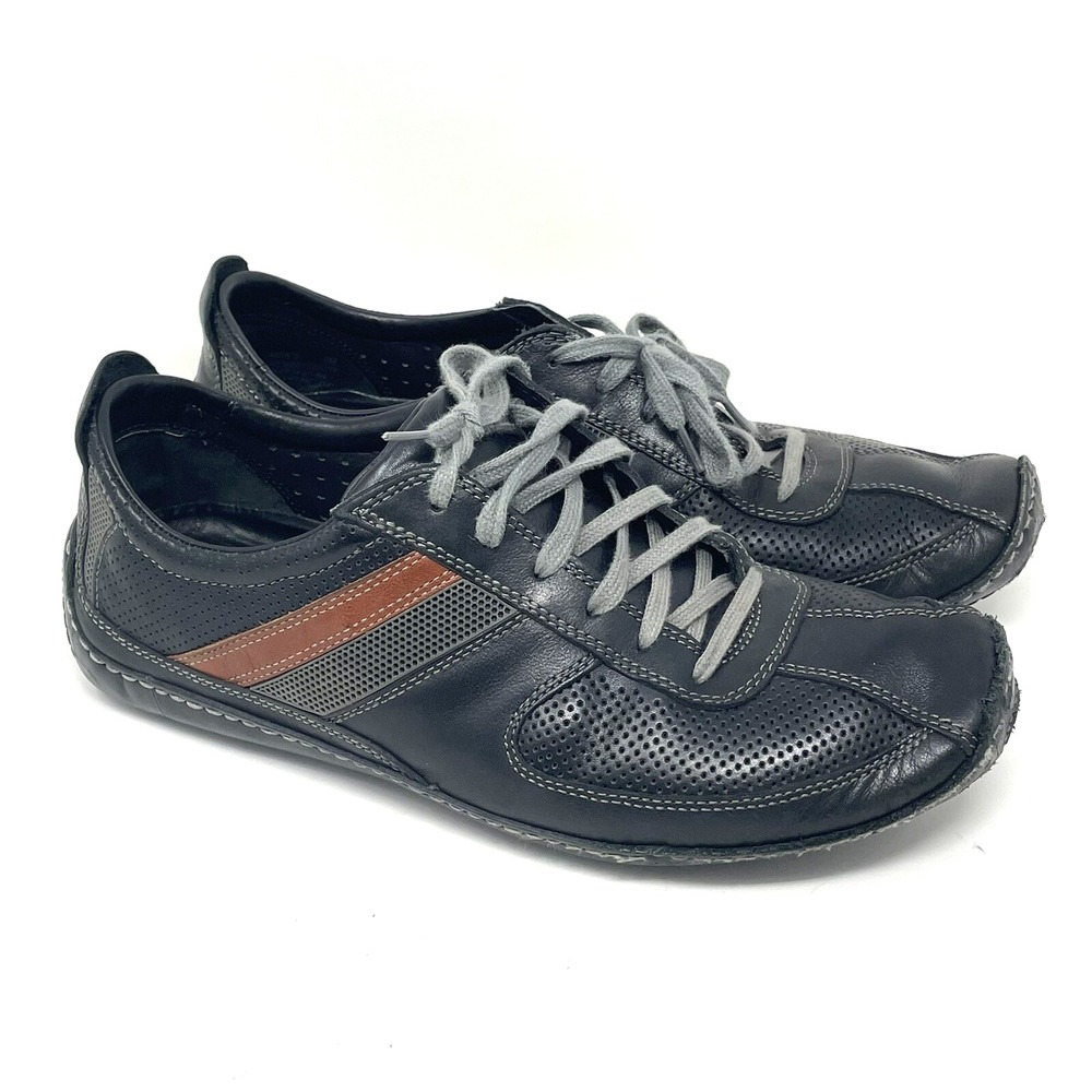 Cole Haan Casual Leather Shoes. Men's Size 9 Black Gray Brown Stripe Laced